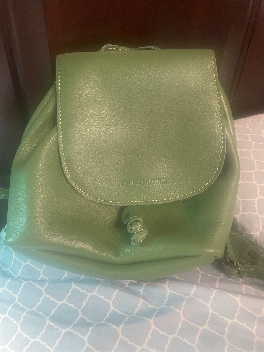 Portland Leather Olive Green Leather Mini Backpack (Avocado color)